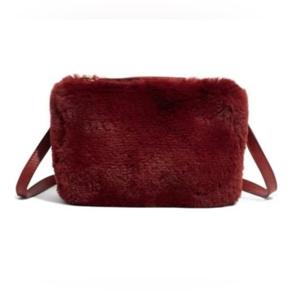Madewell Handbags - Madewell Bag Red Pouch Faux Fur Belt Bag |